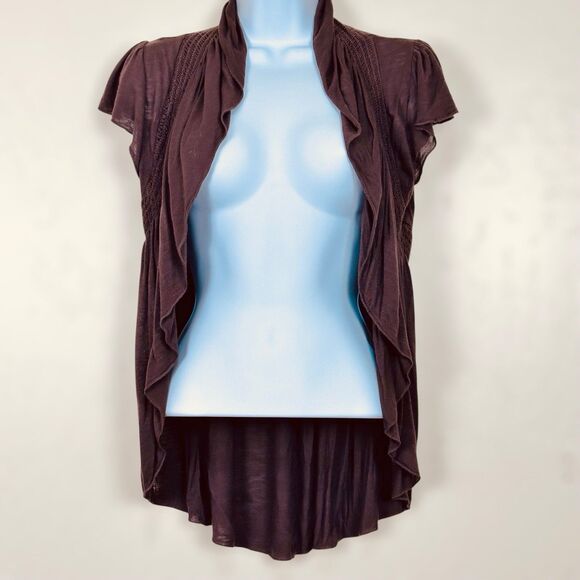 Body Central Cardigan M Brown Waterfall Open Shrug Flutter Fairycore Boho Chic - Picture 1 of 8